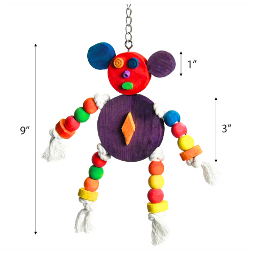 The Crazy Wooden Mouse Bird Toy