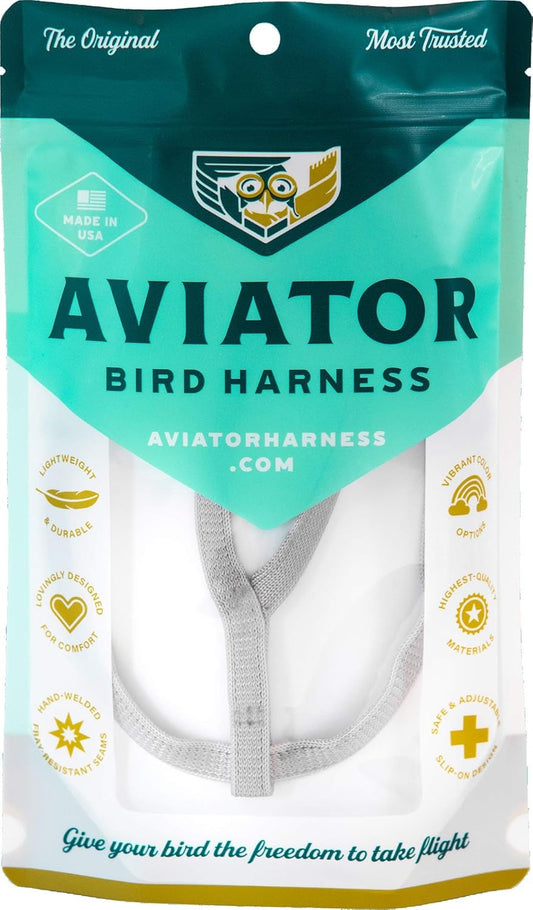 AVIATOR Pet Bird Harness and Leash Medium Silver
